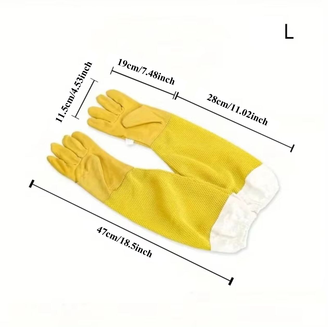 Leather Beekeeper Gloves Ventilated - L